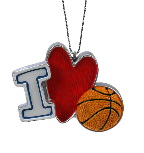 Item 835008 I Heart Basketball Ornament