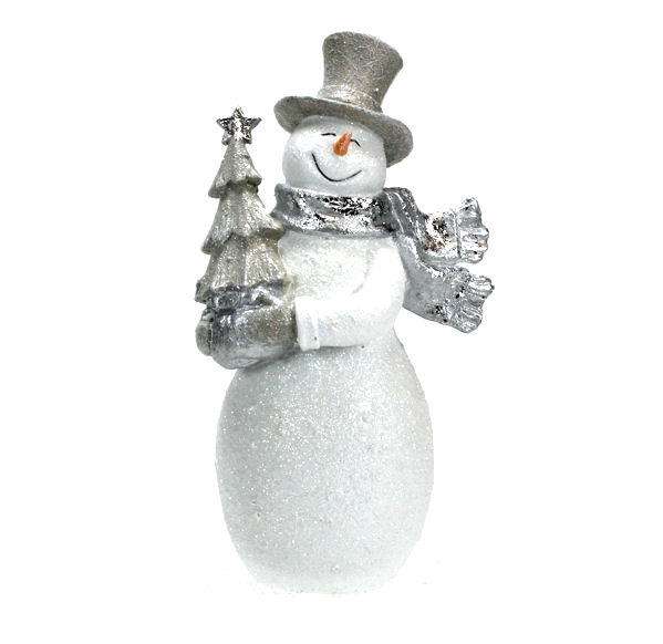 Item 835013 White Paper Pulp Look Snowman With Tree