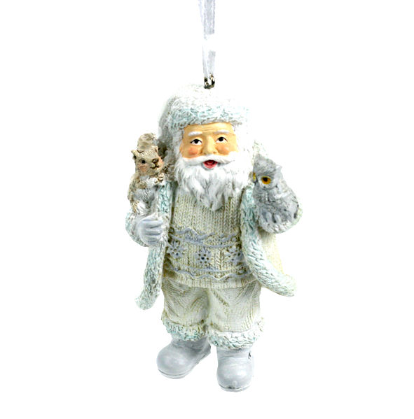 Item 835017 Beige Knitting Finish Santa With Animals Ornament