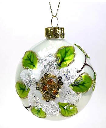 Item 836001 Glass Magnolia Ball Ornament