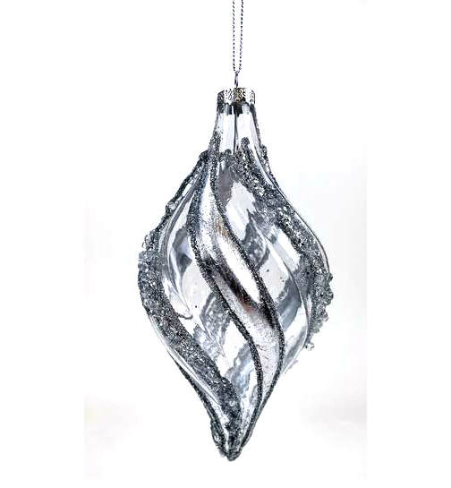 Item 836004 Glass Silver Drop Ornament