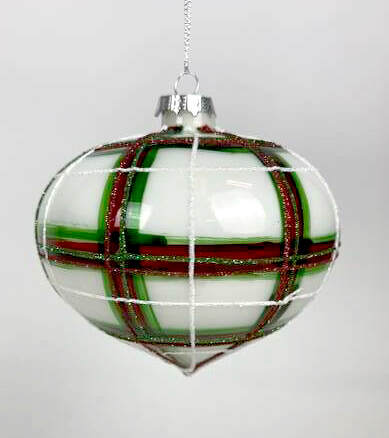 Item 836015 Glass Plaid Onion Ornament