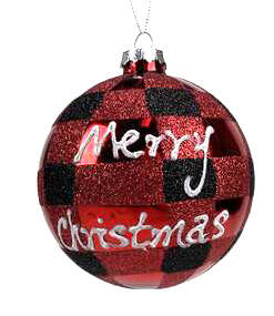 Item 836021 Glass Red And Black Ball Ornament
