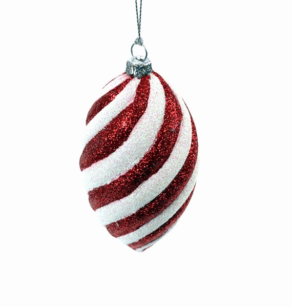 Item 840004 Striped Glittered Finial Ornament