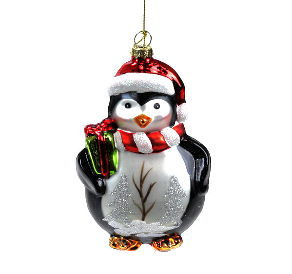 Penguin With Santa Hat/Gift Ornament - Item 844009 | The Christmas Mouse
