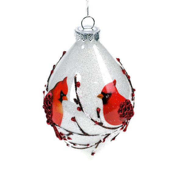 Item 844059 Cardinals With Snowy Branches/Berries Finial Ornament