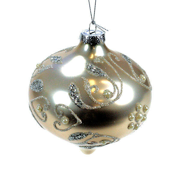 Item 844096 Silver Onion With Floral Accents Ornament