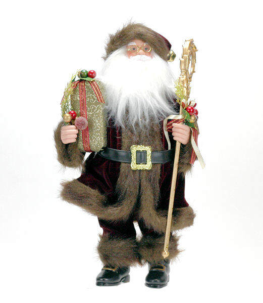 Item 848006 Burgundy Santa With Stick & Gift