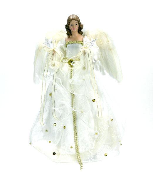 Item 848016 White/Gold Angel Tree Topper With 10 Lights