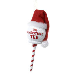 Item 100023 Oh Christmas Tee Golf Ball/Tee With Santa Hat  Ornament