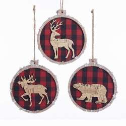 Item 100064 thumbnail Deer/Moose/Bear Plaid Disc Ornament