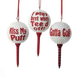 Item 100084 Red & White Golf Ball & Tee Ornament