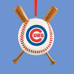 Item 100219 Chicago Cubs Baseball With Bats Ornament