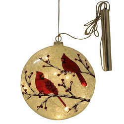 Item 100247 LED Battery Operated Cardinal Disc Ornament