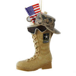 Item 100257 U.S. Army Boot With Flag Ornament