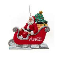 Item 100353 Coke Santa In Sleigh Ornament