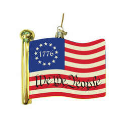 Item 100396 thumbnail Glass 1776 American Flag Ornament
