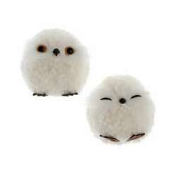 Item 100414 White Hanging Round Fluffy Owl Ornament