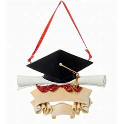 Item 100466 Graduate Cap With Diploma and Banner Ornament