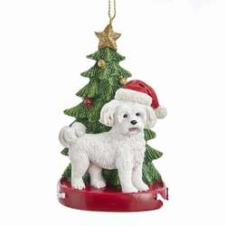 Item 100505 Maltese Dog With Tree Ornament