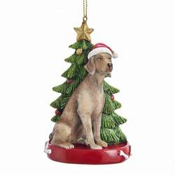 Item 100517 Weimaraner Dog With Tree Ornament