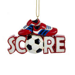 Item 100530 Soccer Cleats With Ball/Score Text Ornament