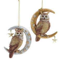 Item 100570 thumbnail Owl On Gold/Silver Moon Ornament