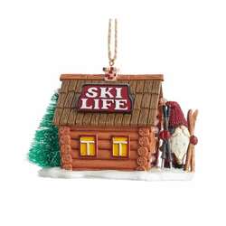 Item 100610 Ski Gnome Cabin Ornament