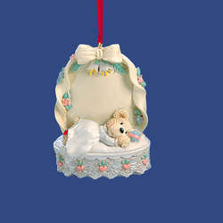 Item 100665 Baby Bear In Bassinet Ornament