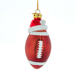 Item 100694 thumbnail Noble Gem Football With Santa Hat Ornament