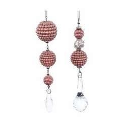 Item 100722 Pink Beads Clear Stones Dangle Ornament