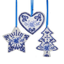 Item 100736 Delft Blue Heart/Star/Tree Ornament