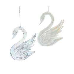 Item 100785 Swan Opalescent Clear/White Ornament