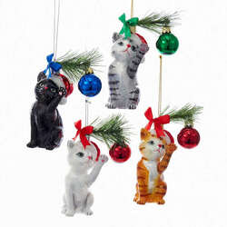Item 100831 thumbnail Noble Gems Glass Christmas Cat Ornament