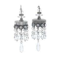 Item 100880 thumbnail Silver Chandelier With Clear Drops Ornament