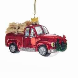 Item 100903 Noble Gems Truck With Hay Ornament