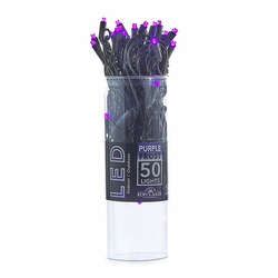 Item 100916 thumbnail Set of 50 LED Christmas Tree Lights With Black Wire and Purple Bulbs