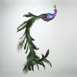 Item 100936 Large Purple and Blue Peacock With Feathery Tail Clip-On Ornament