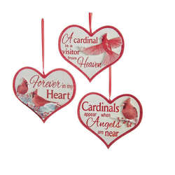 Item 101001 Cardinal Heart Sign Ornament