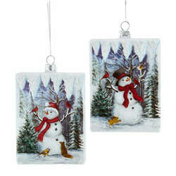 Item 101119 thumbnail Rectangle Glass Snowman Ornament