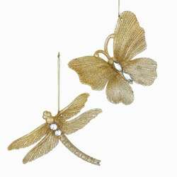 Item 101121 Dragonfly/Butterfly Gold Glitter Ornament