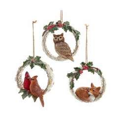 Item 101156 Cardinial/Fox/Owl In Tree Hole Ornament