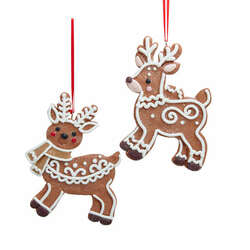 Item 101160 thumbnail White Icing Gingerbread Deer Ornament