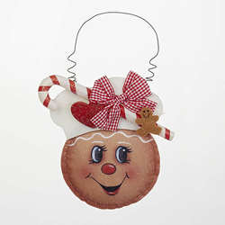 Item 101201 Gingerbread Head With Candy Cane Ornament