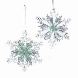 Item 101261 Sage Green/Clear Snowflake With Glitter Ornament