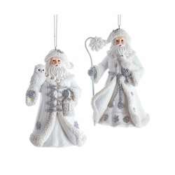 Item 101345 White Silver Santa Ornament