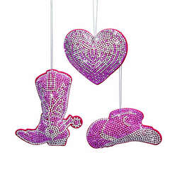 Item 101402 Bedazzled Pink Western Ornament
