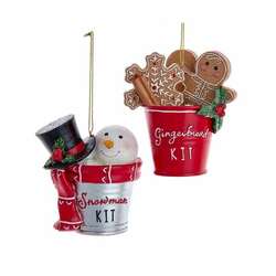 Item 101466 Snowman/Gingerbread In Pail Ornament