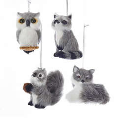 Item 101511 Furry Gray Animal Ornament