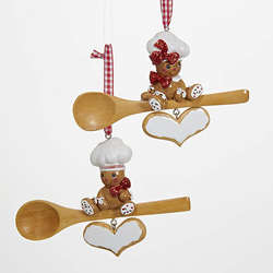 Item 101567 Gingerbread Boy/Girl Chef On Spoon With Heart Ornament